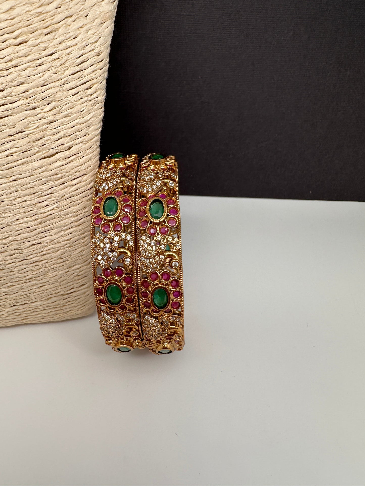 Matte Peacock Multi Color Kada Bangles