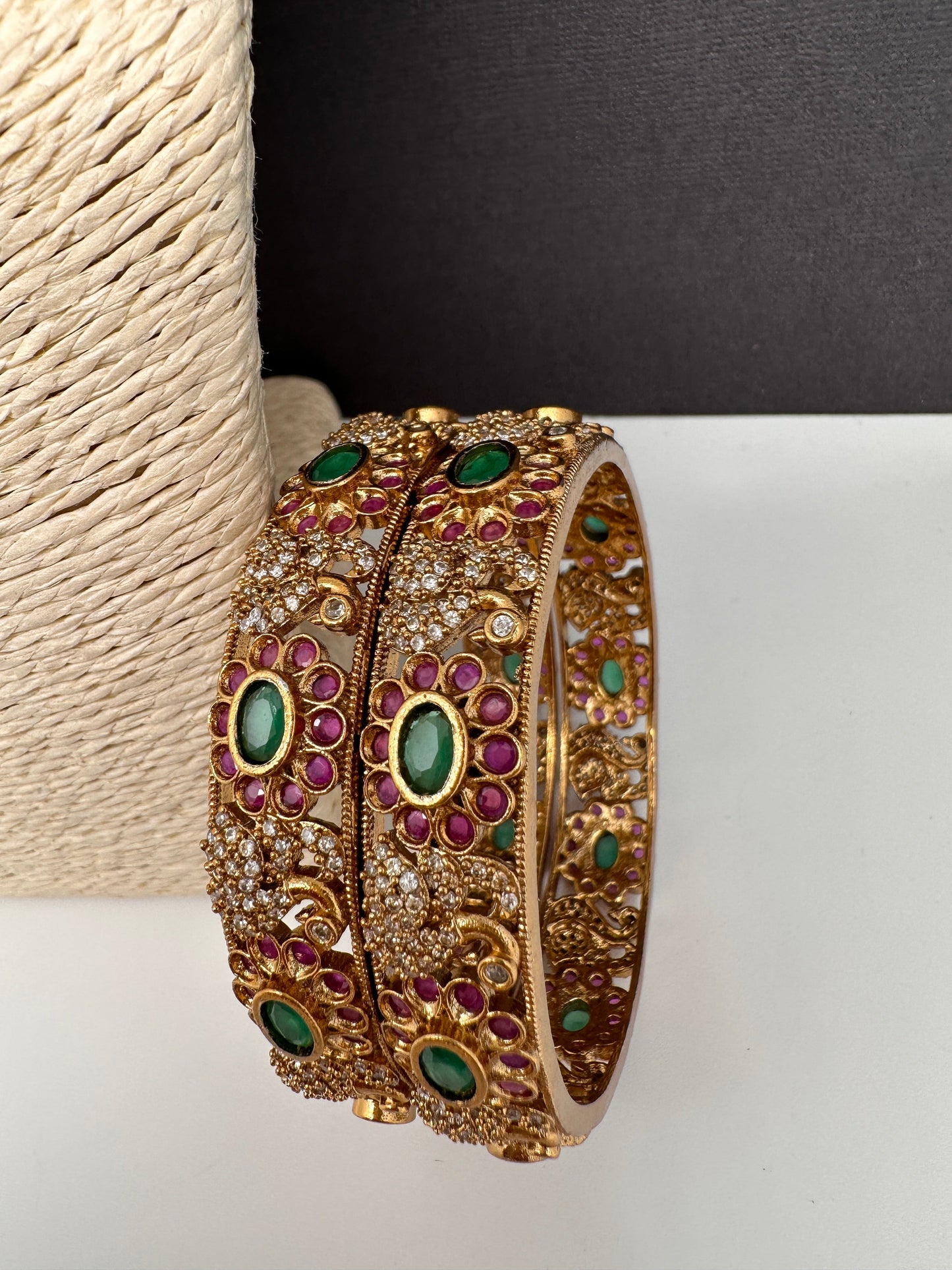 Matte Peacock Multi Color Kada Bangles