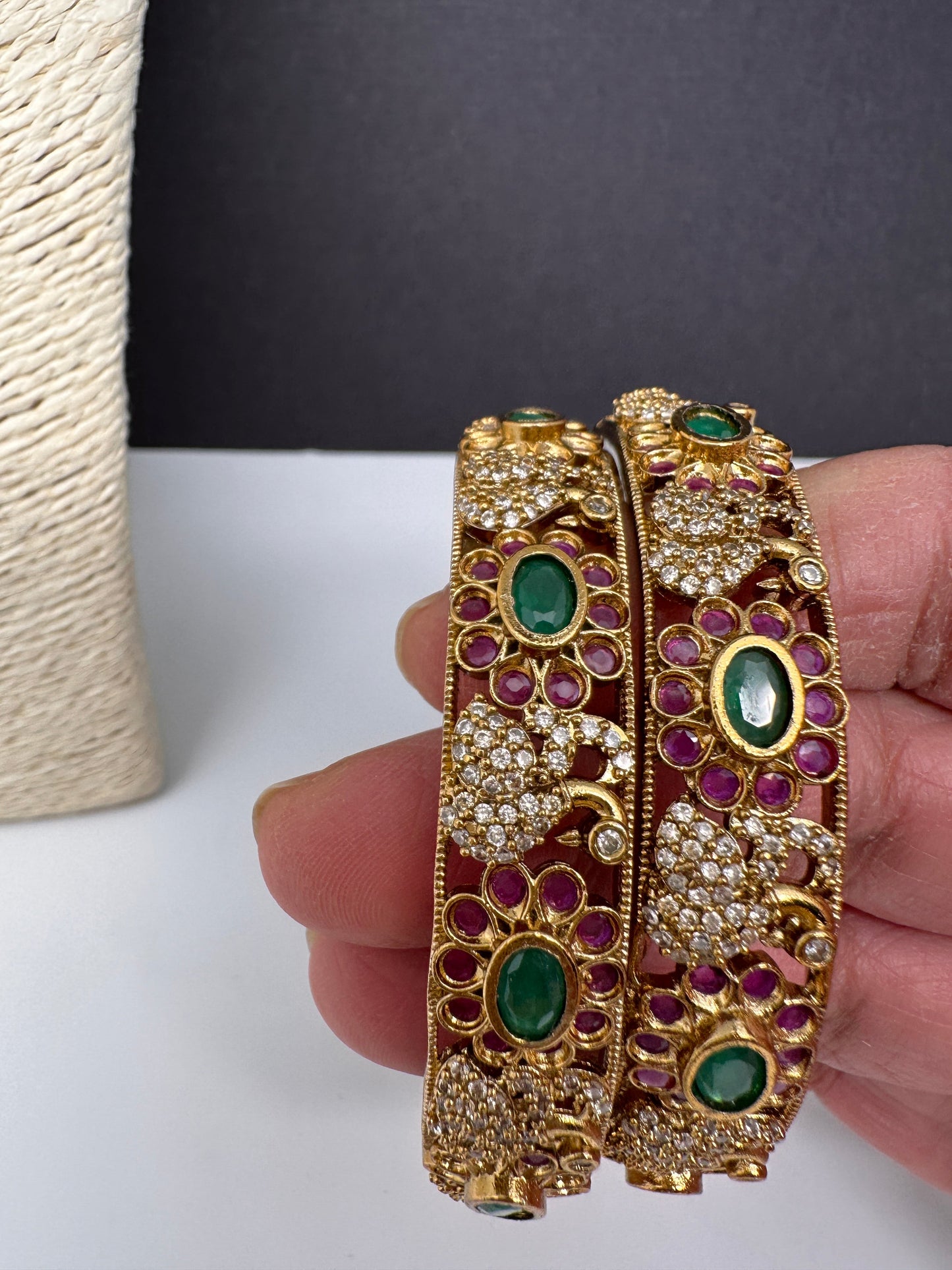 Matte Peacock Multi Color Kada Bangles