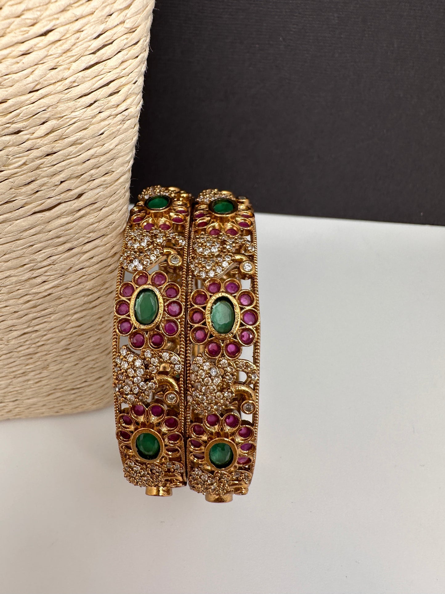 Matte Peacock Multi Color Kada Bangles