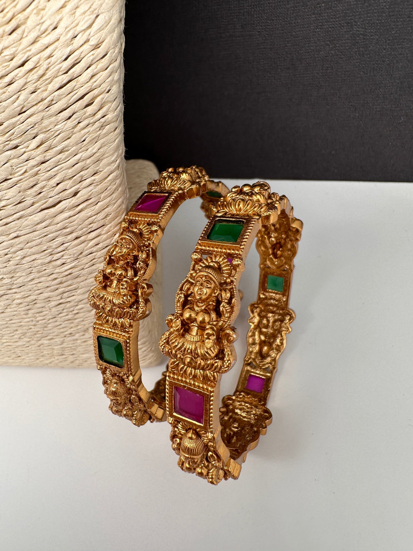 Matte Goddess Lakshmi Multi Color Kada Bangles