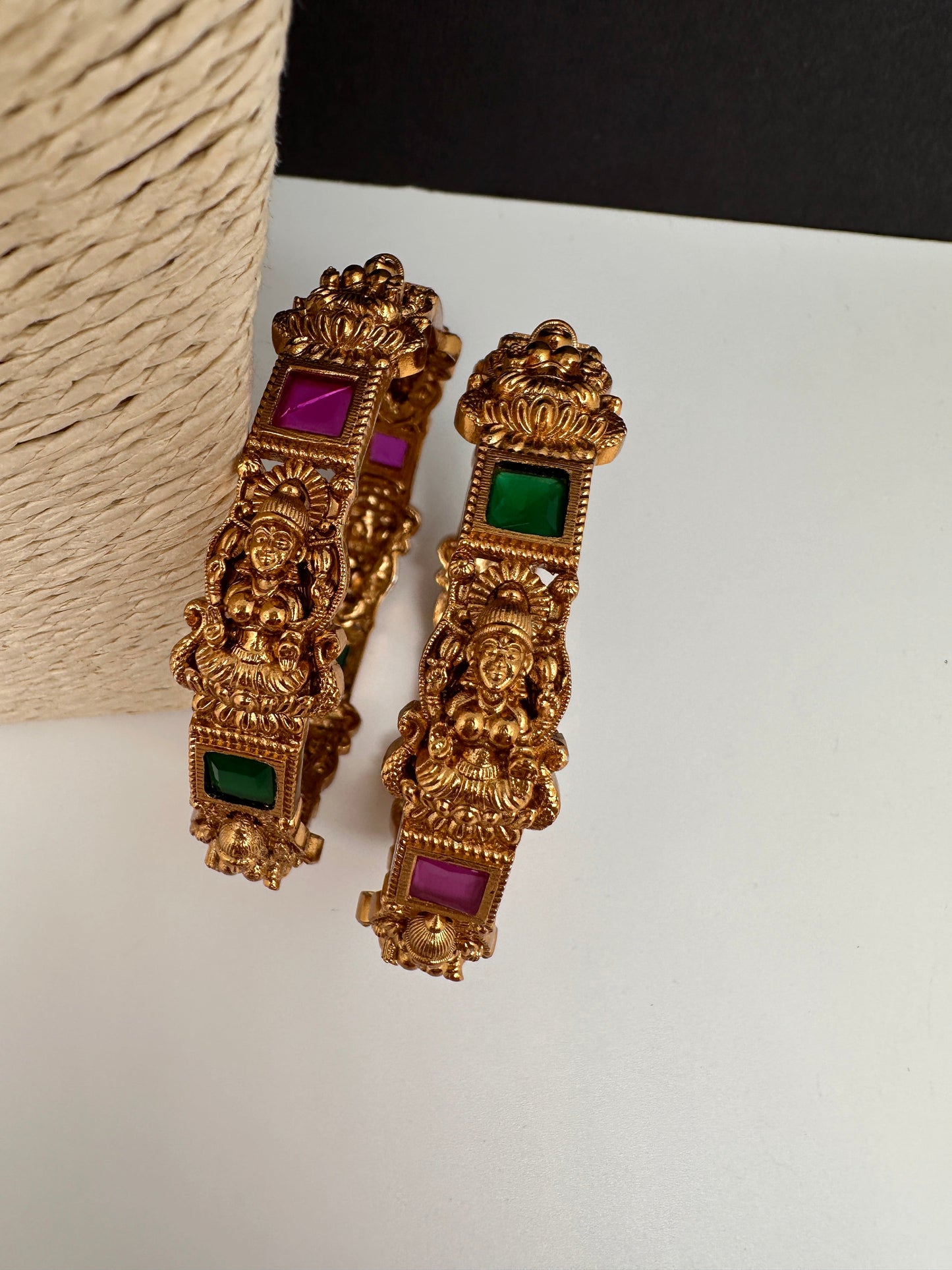 Matte Goddess Lakshmi Multi Color Kada Bangles