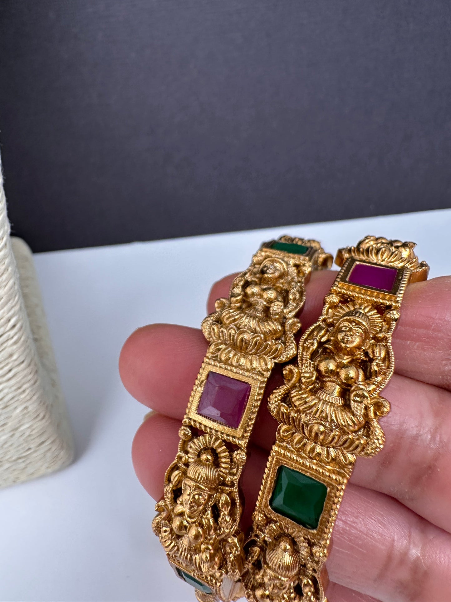 Matte Goddess Lakshmi Multi Color Kada Bangles