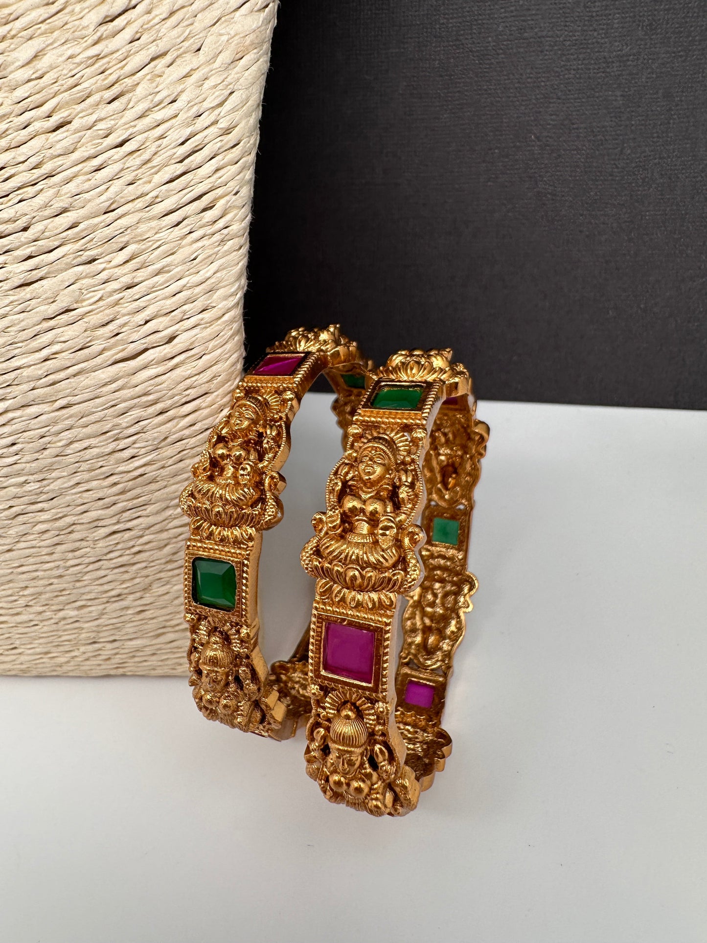 Matte Goddess Lakshmi Multi Color Kada Bangles