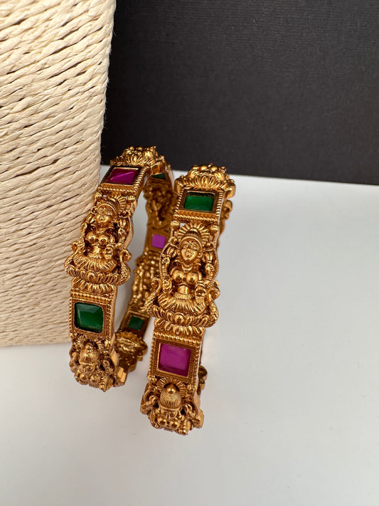 Matte Goddess Lakshmi Multi Color Kada Bangles