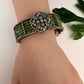 AD openable victorian finish color beads bracelet - LightGreen