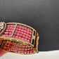 AD openable victorian finish color beads bracelet - Pink