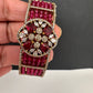 AD openable victorian finish color beads bracelet - Red