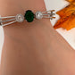 Silver Sleek Color Stone Openable Bracelet - Green