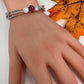 Silver Sleek Color Stone Openable Bracelet - Red