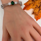 Silver Sleek Color Stone Openable Bracelet - Green