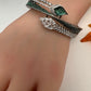 Nano Setting Color Stone Victorian Openable Bracelet - Green