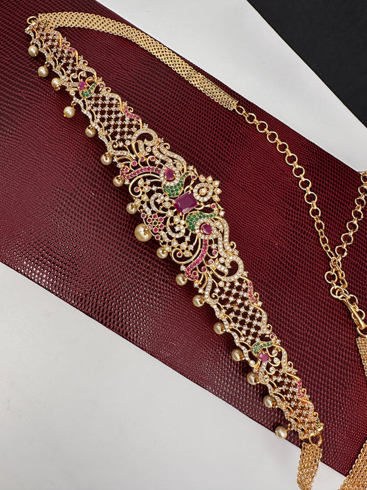 Hip Belt/waist Chain/ Kamarbandh/vadanam/saree Belt/kamarpatta/ad Floral  Design Diamond Finish Green Emerald Stone Hip Belt Kamarbandh -  Canada