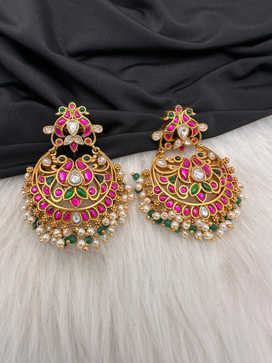 Jadau KundanColor Stone Earrings - Red