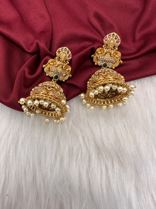 Goddess Lakshmi Nakshi Matte Jhumkis