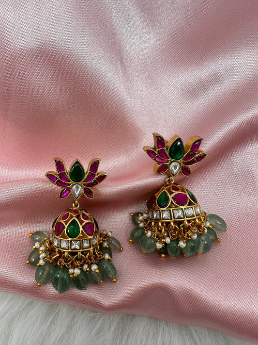 Jadau Kundan Lotus Jhumka Earrings