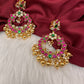 Multi Stone Floral Jadau Kundan Chandballi Earrings