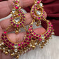 Red Jadau Kundan Peacock Earrings