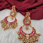 Red Jadau Kundan Peacock Earrings