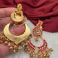 Red Jadau Kundan Peacock Earrings