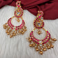 Red Jadau Kundan Peacock Earrings