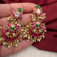 Red Jadau Kundan Earrings