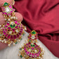 Red Jadau Kundan Earrings