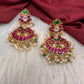 Red Jadau Kundan Earrings