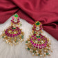 Red Jadau Kundan Earrings