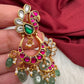 Peacock Jadau Kundan Emerald Beads Earrings