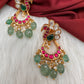 Peacock Jadau Kundan Emerald Beads Earrings