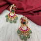 Peacock Jadau Kundan Emerald Beads Earrings