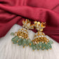 White Jadau Kundan Emerald Beads Earrings