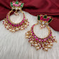 Lotus Jadau Kundan Big Chandbali Earrings