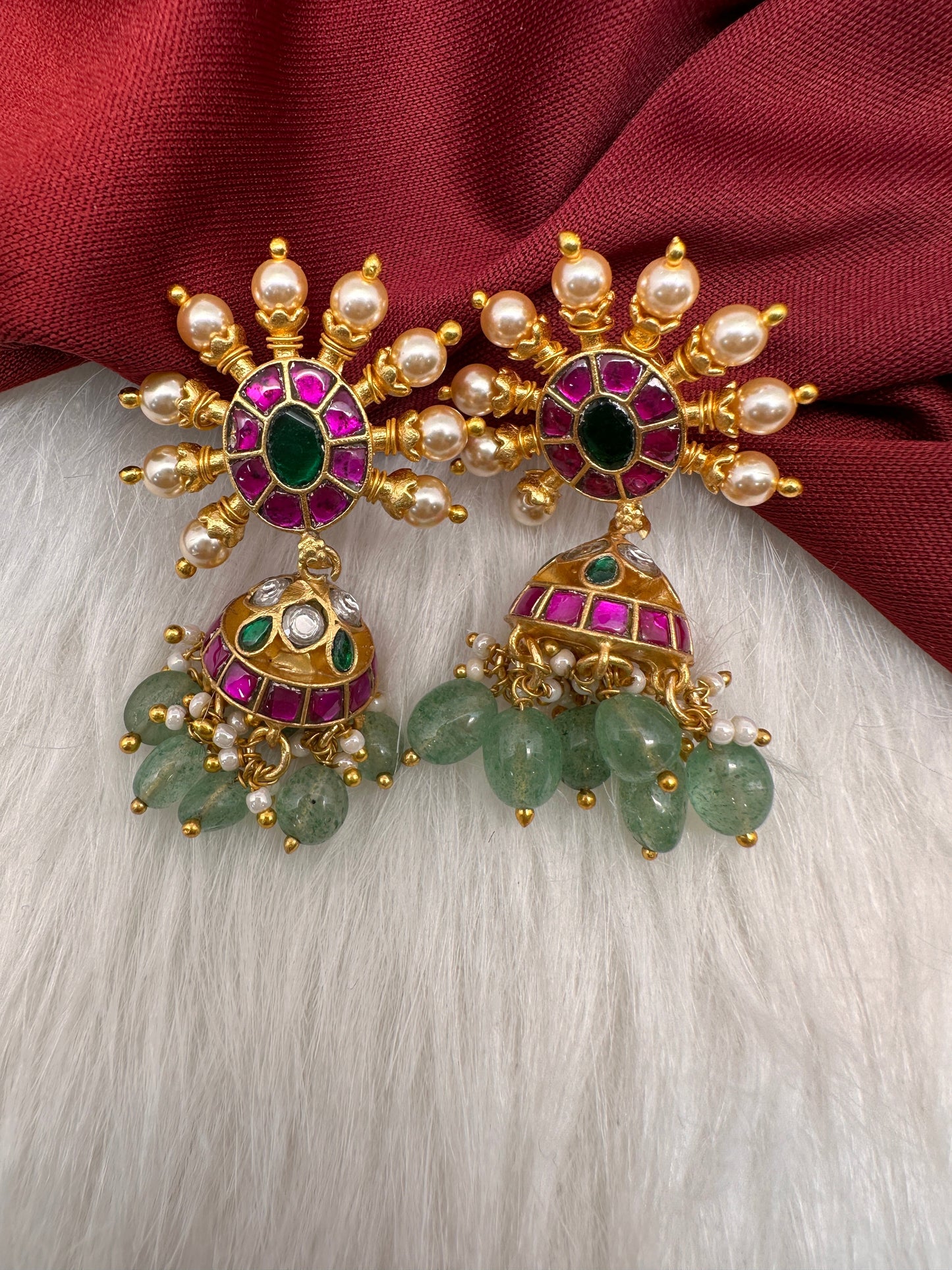 Multi Jadau Kundan Jhumki Earrings