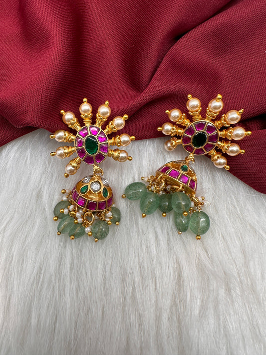 Multi Jadau Kundan Jhumki Earrings