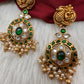 Nakshi Jadau Kundan Floral Color Earrings - Green