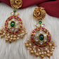 Nakshi Jadau Kundan Floral Color Earrings - Red