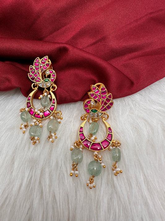 Jadau Kundan Peacock ChandbaI Earrings