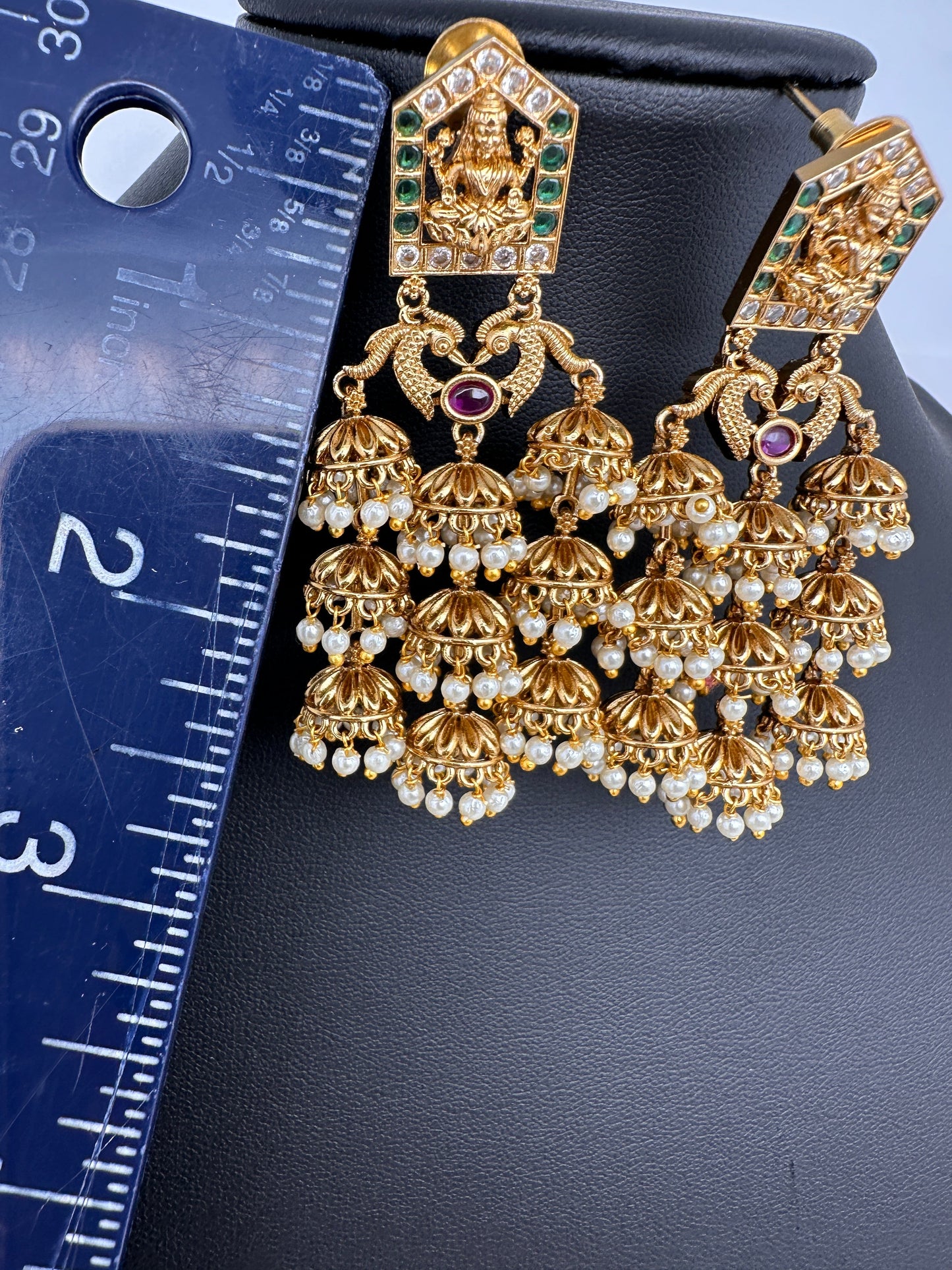 Matte Goddess Lakshmi Jhumka Earrings