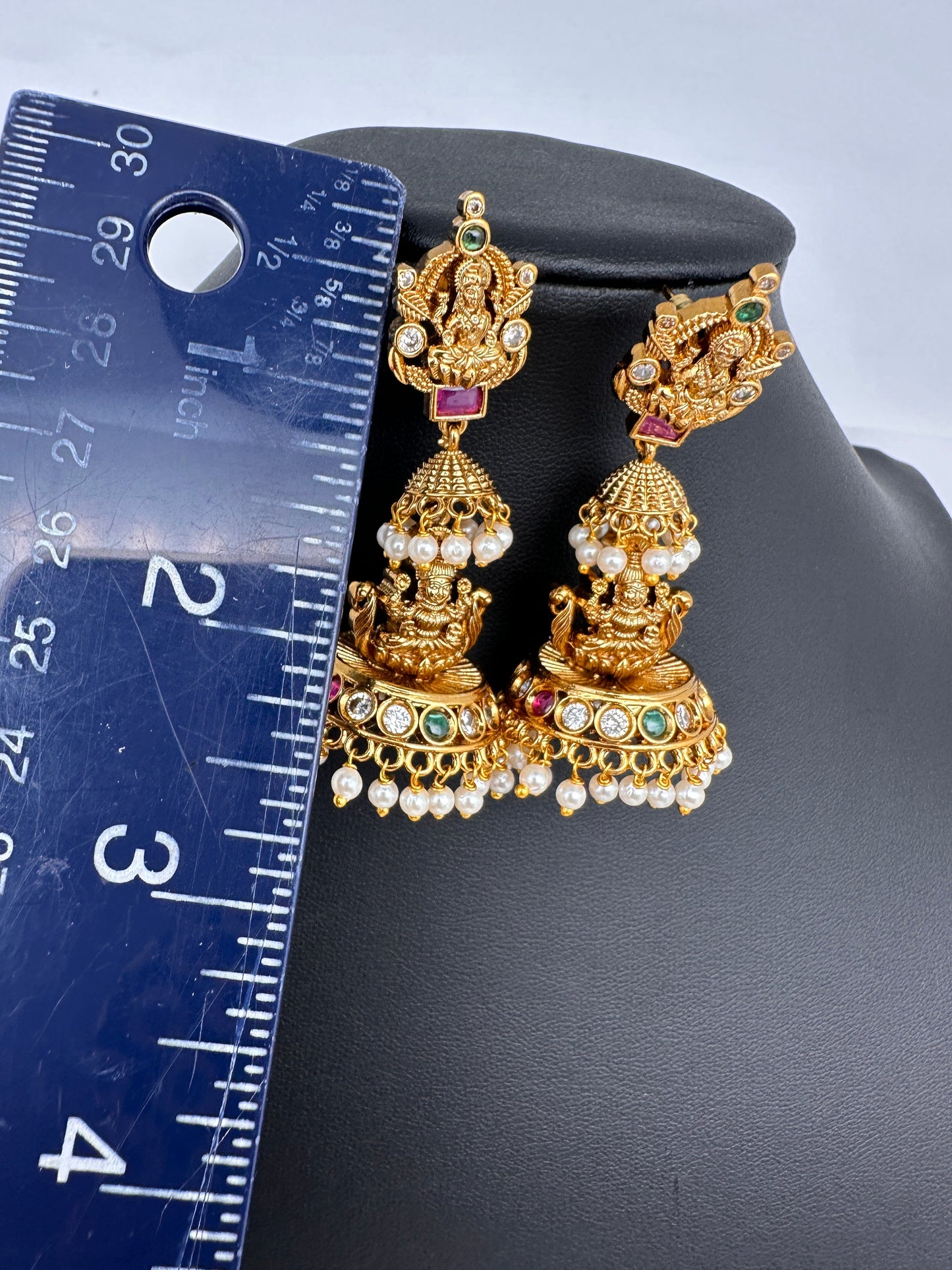 Matte Goddess Lakshmi Jhumka Earrings