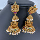 Matte Goddess Lakshmi Jhumka Earrings