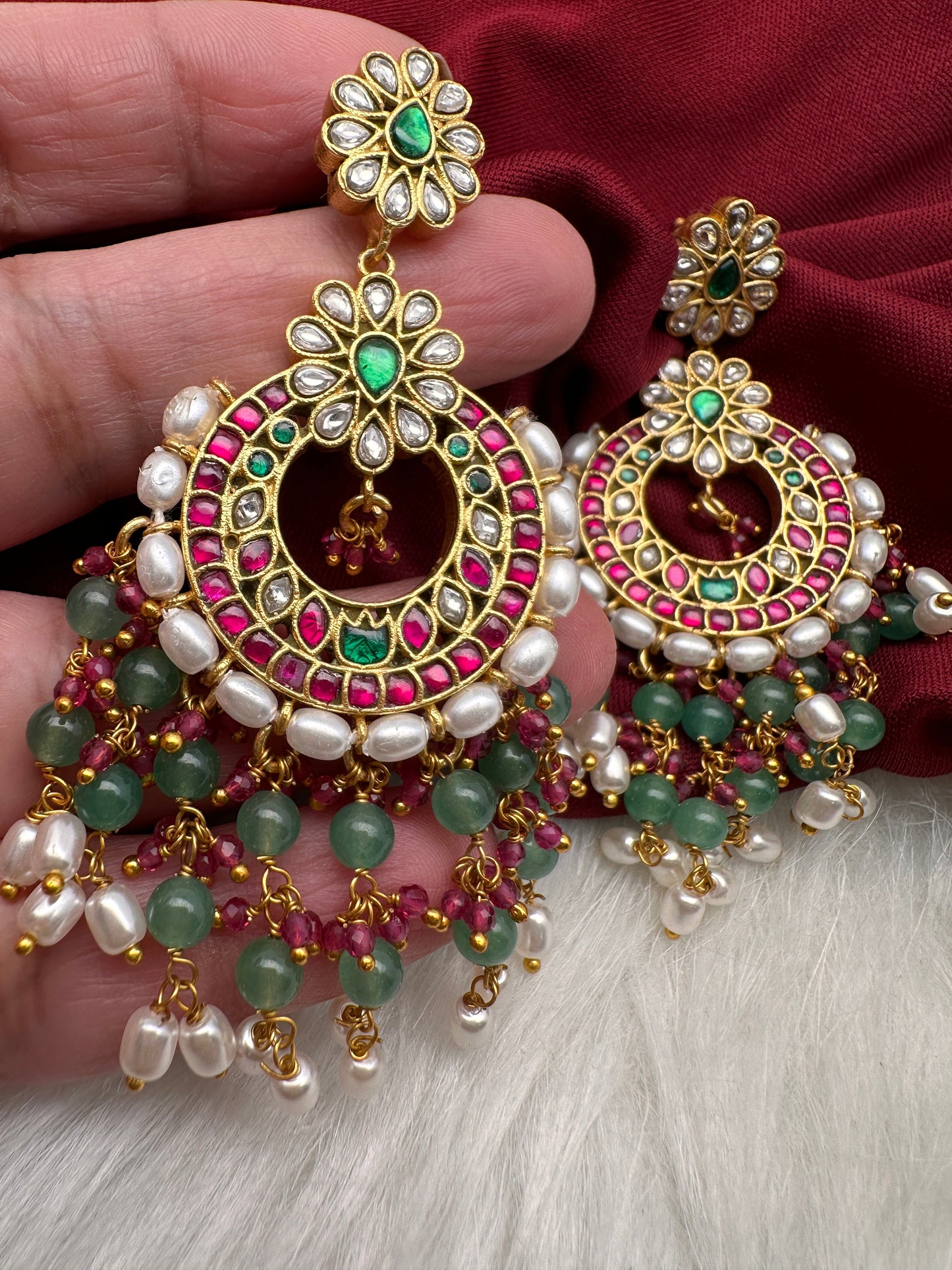 Jadau Kundan Chandbali Earrings