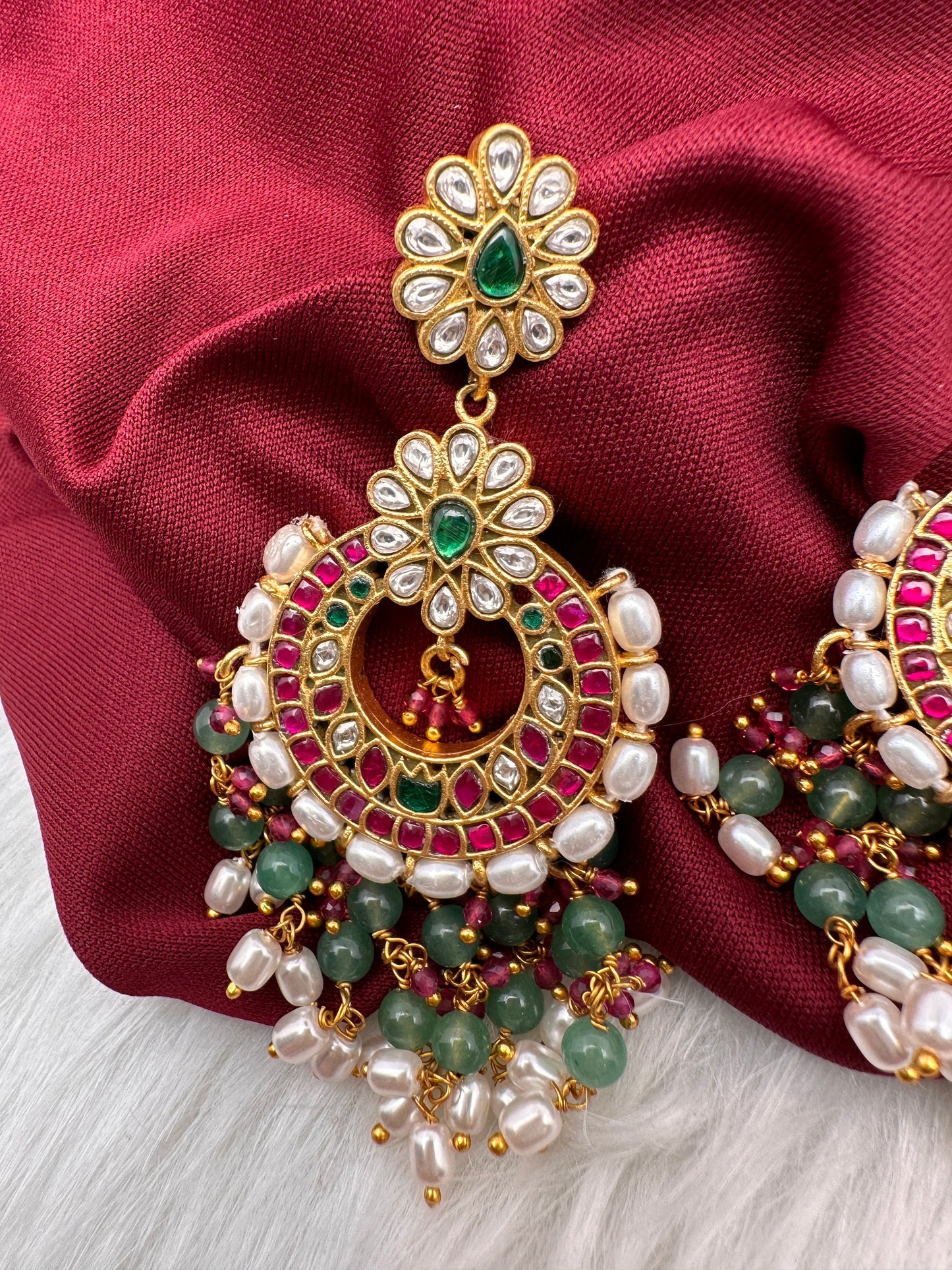 Jadau Kundan Chandbali Earrings