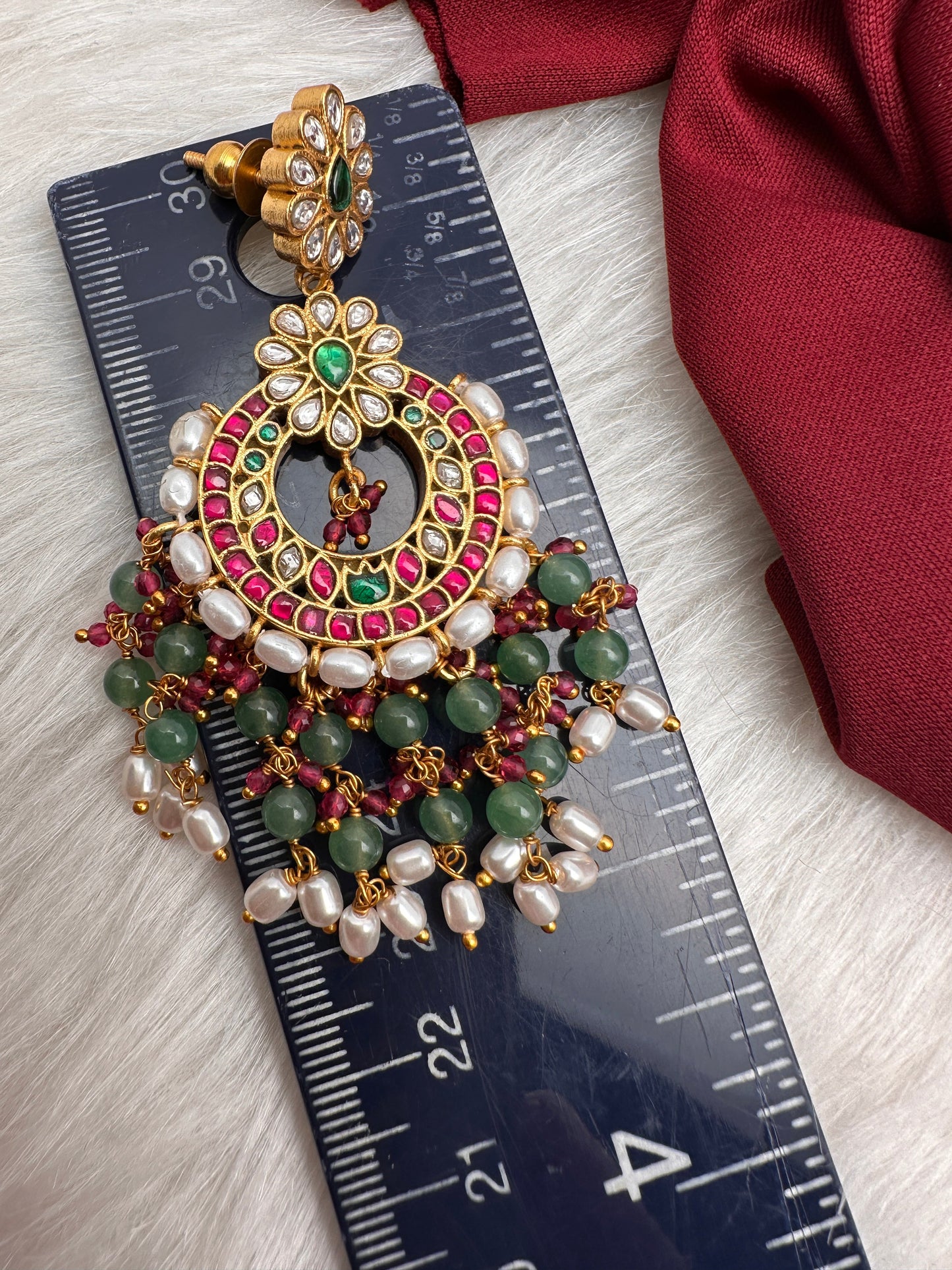 Jadau Kundan Chandbali Earrings