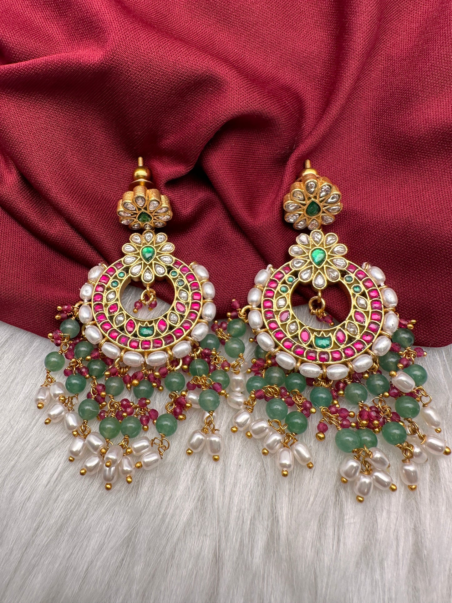 Jadau Kundan Chandbali Earrings