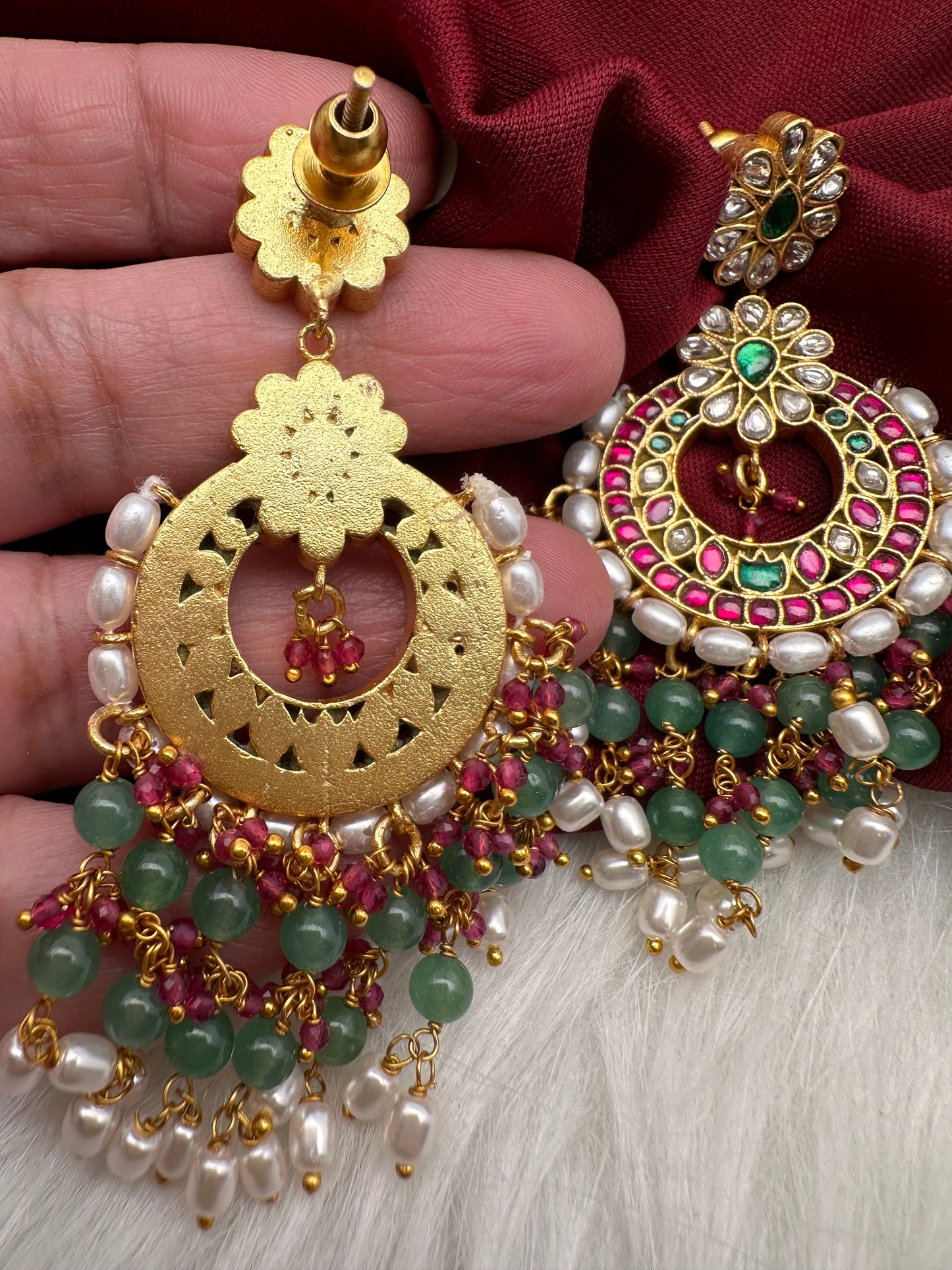 Jadau Kundan Chandbali Earrings