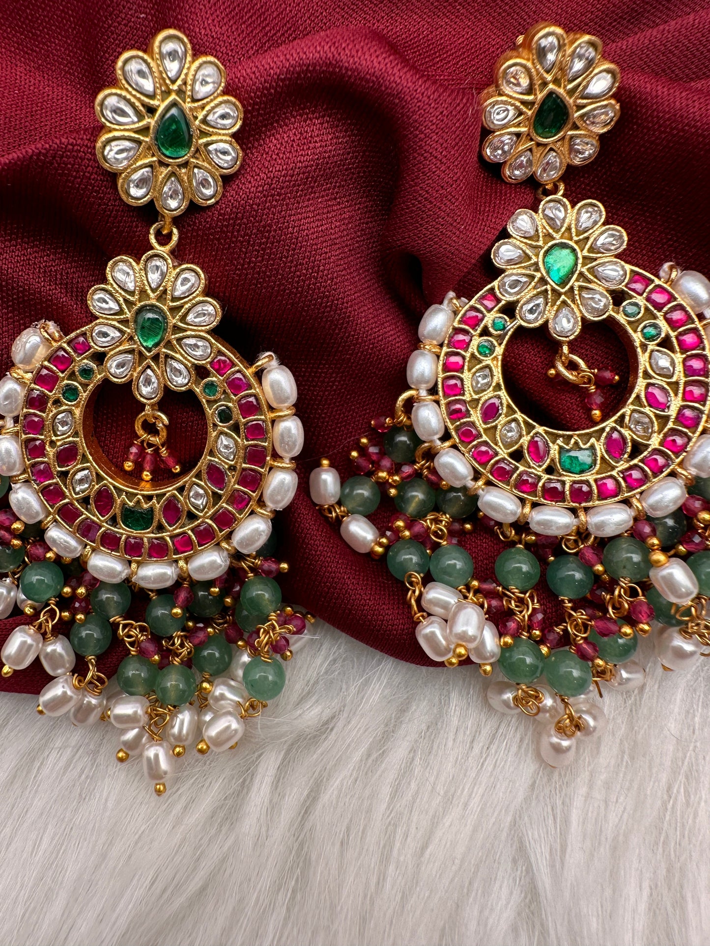 Jadau Kundan Chandbali Earrings