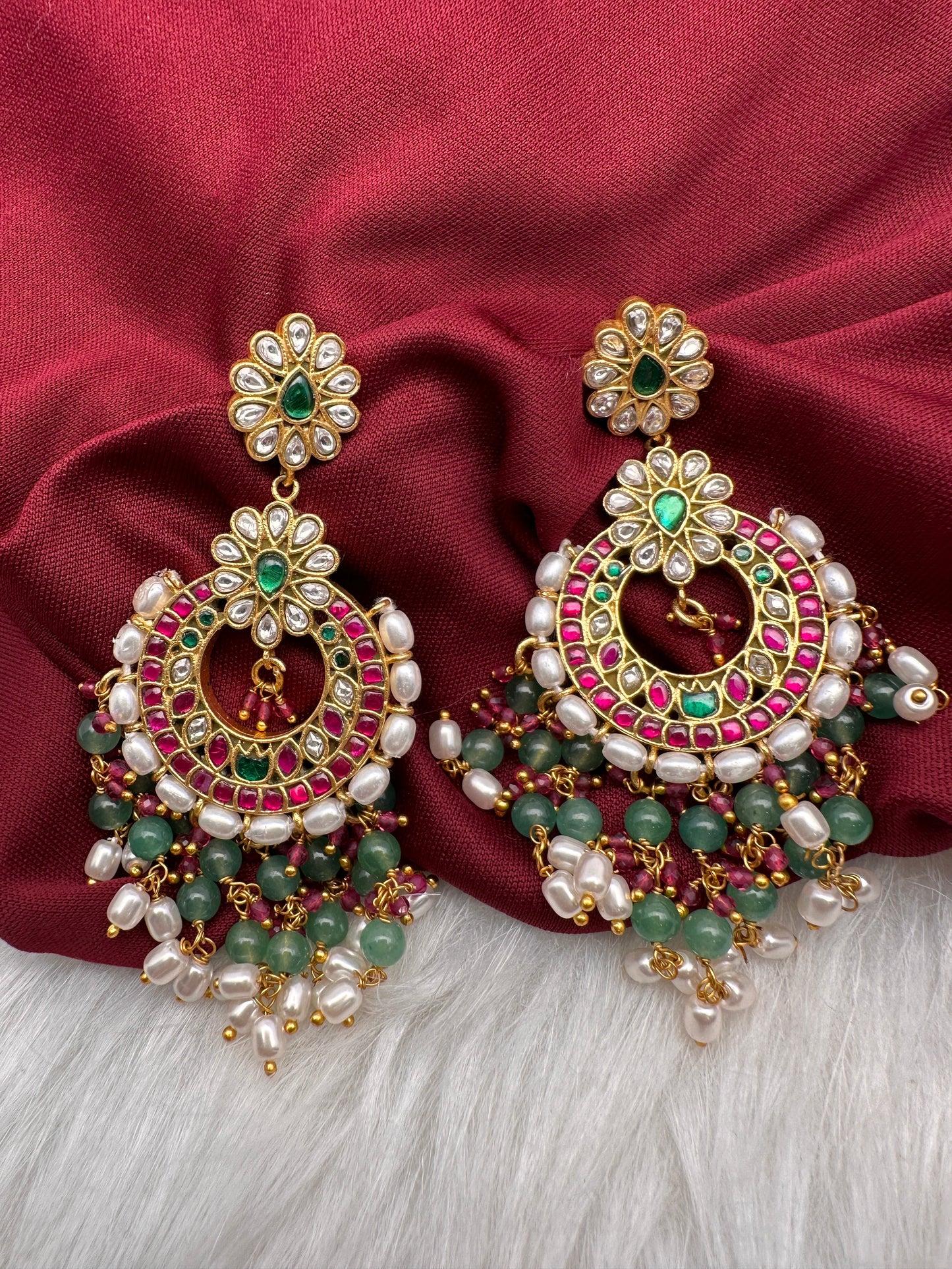 Jadau Kundan Chandbali Earrings