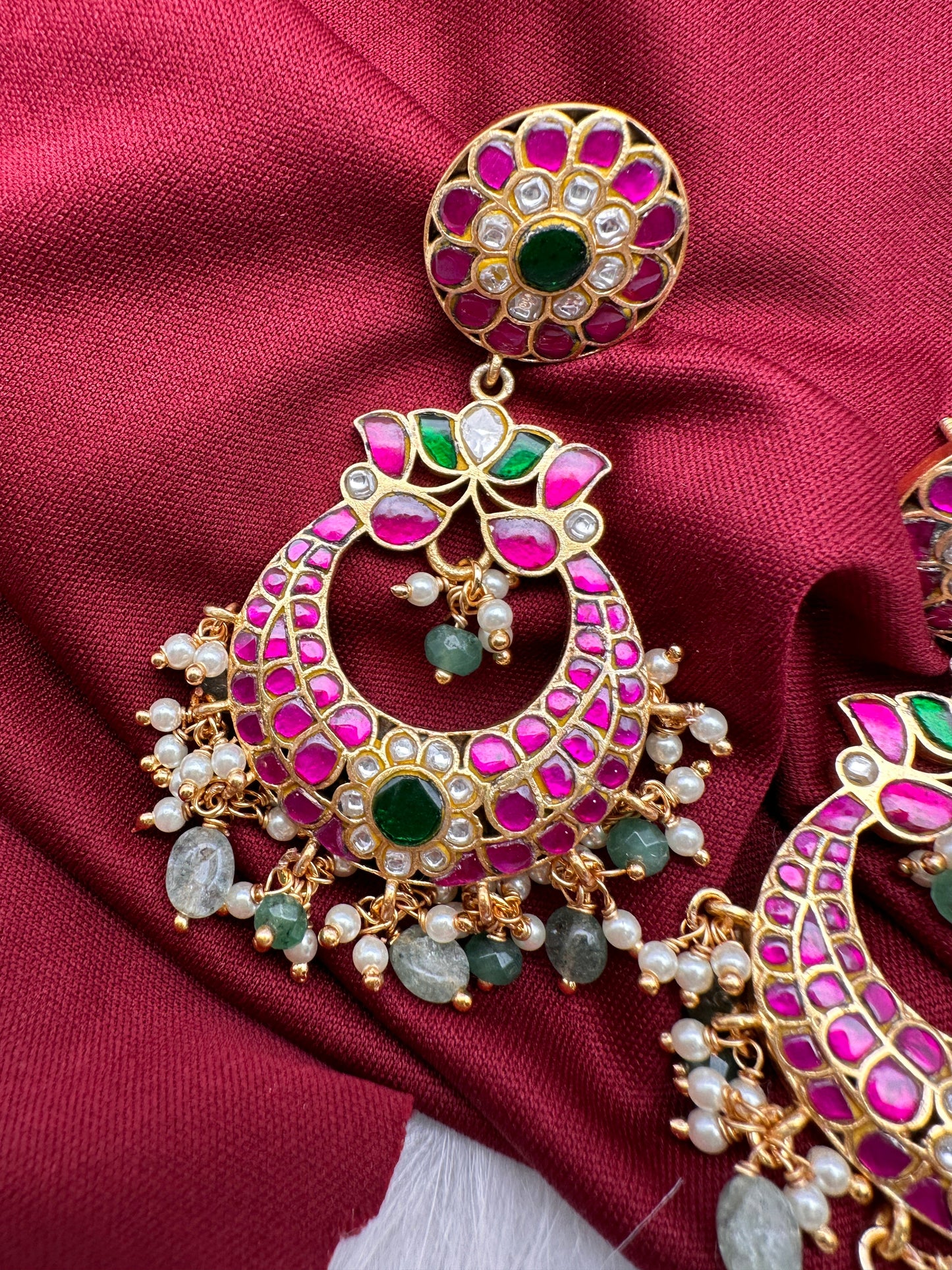 Jadau Kundan Chandbali Earrings